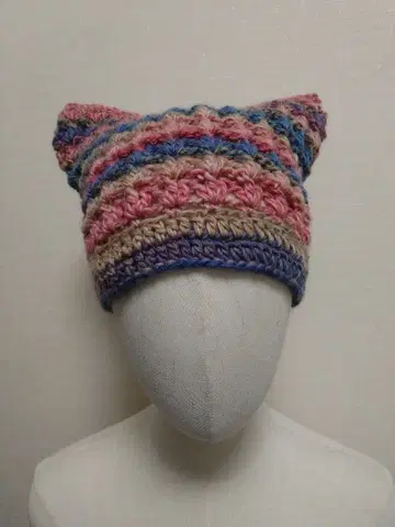 고양이 귀 컬러풀 니트 모자 머리 둘레 52~55cm