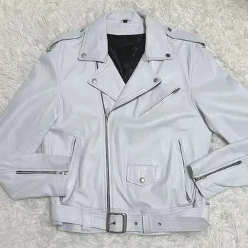 RHENIUM 화이트 가죽 더블 라이더 자켓 사이즈 42(XL)