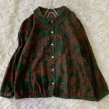 Sally Scott 코튼 실크 둥근 카라 패턴 셔츠 블라우스