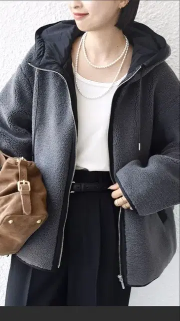 새상품 SHIPS 보아 배색 후드 블루종 코트 아우터