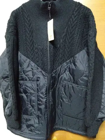 케이블 퀼트 지퍼 블루종 미사용 새상품