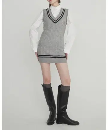 Epine 그레이 니트 베스트 V넥