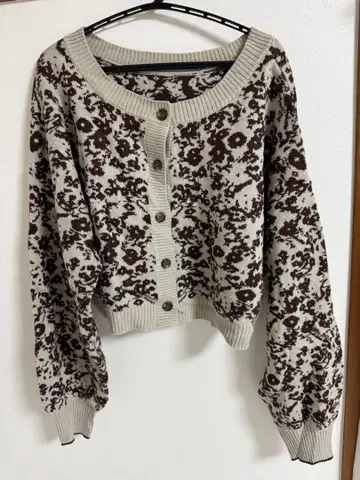 꽃무늬 가디건 아이보리/브라운