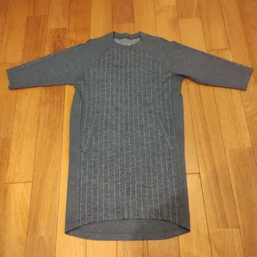 PLAIN PEOPLE 그레이 스트라이프 긴팔 원피스