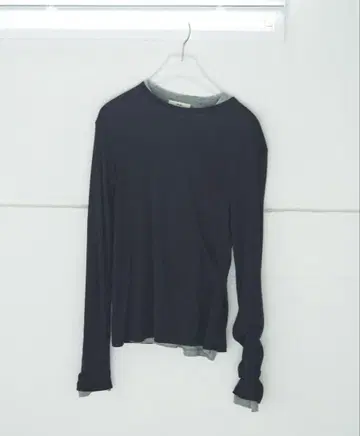 anuke 앙누크 레이어드 시어 롱 T셔츠 네이비 그레이