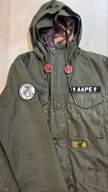 AAPE 올리브 그린 나일론 자켓