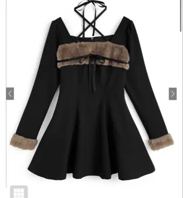 GRL 그레일 홀터넥 퍼 리본 미니 플레어 원피스 tu1914