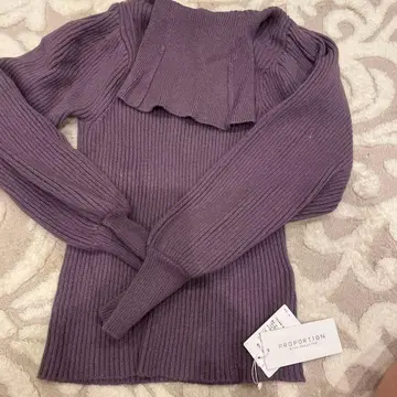 프로포션 바디 드레싱 리브 터틀 니트 프리 사이즈 퍼플