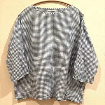 포그린워크 린넨 100% 화이트 x 파랑