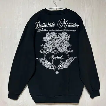 시크 스타일 y2k 그런지 헤이세이 영문 백 프린트 맨투맨 블랙 XL