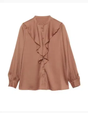 아나이 브라운 프릴 긴팔 블라우스 38
