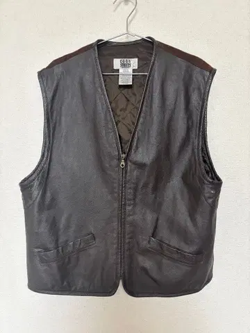천연 가죽 베스트 다크 브라운