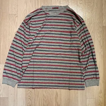 Lucky lax 파일 원단 긴팔 셔츠 보더 멀티 컬러 티셔츠