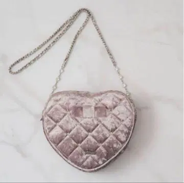 pium 피움 벨로아 퀼팅 하트 포쉐트 더스티 핑크