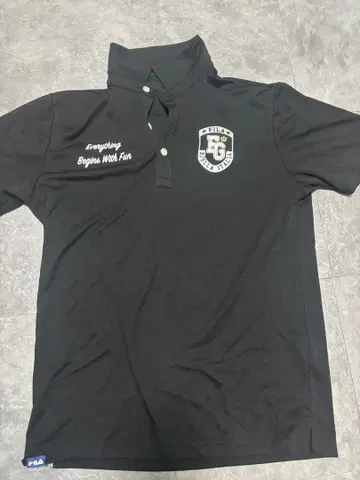 FILA 골프 피케 셔츠 블랙 L 한 번 사용