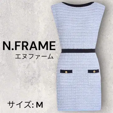 N 프레임 슬리브리스 트위드 미니 원피스