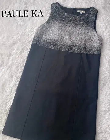 [새상품급] Paule KA 트위드 절개 원피스 블랙 38 무릎 기장
