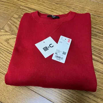UNIQLO 스무스 코튼 크루넥 스웨터 XL 레드