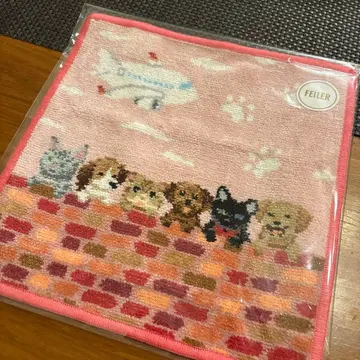 FEILER 개와 비행기 패턴 손수건 약 25cm