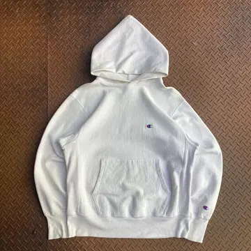 90s Champion 리버스 위브 후드티 화이트 USA제 리페어