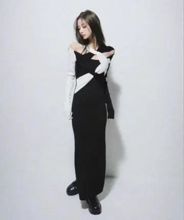 melt the lady flower knit bicolor dress