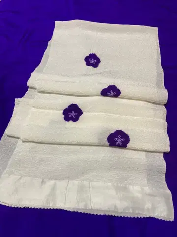 [ 링 처리 오비 장식 천 ] 순수 실크 화이트 보라색