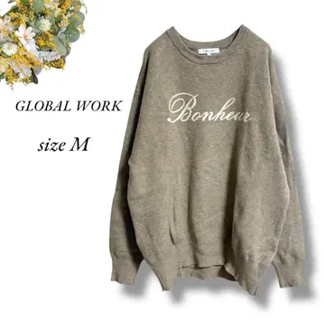 GLOBAL WORK 스웨터 M 베이지 둥근넥 니트 4376