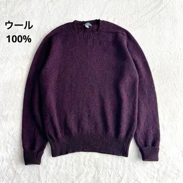 빈티지 니트 스웨터 울 100% 보르도 믹스 컬러 XL