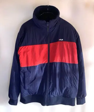 FILA 플리스/나일론 리버서블 점퍼 네이비/레드