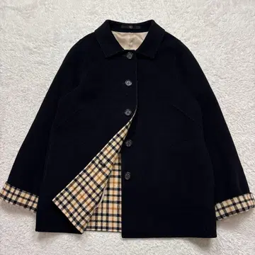 새상품급 DAKS 닥스 더블 페이스 울 코트 안감 하우스 체크 무늬 38