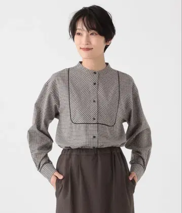 새상품급 애프터눈 티 체크 러플 블라우스