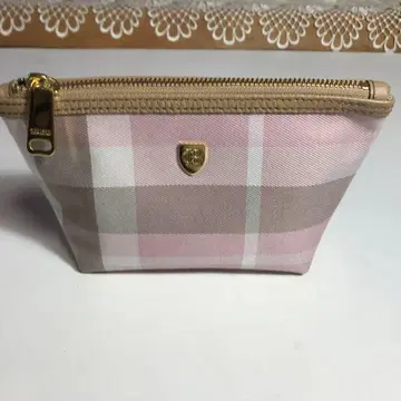 핑크 계열 체크 파우치 캔버스