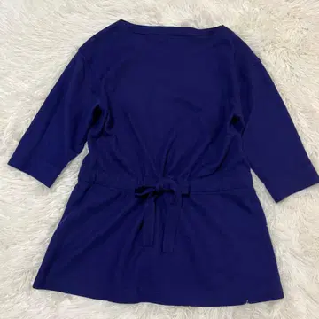 자유구 7부 소매 튜닉 네이비 페플럼 루즈핏 빅 리본 40