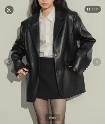 [ 새상품 ] NEUNA 오버 사이즈 가죽 자켓 블랙