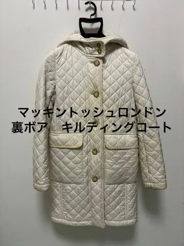 아이보리 퀼팅 자켓 후드 부착