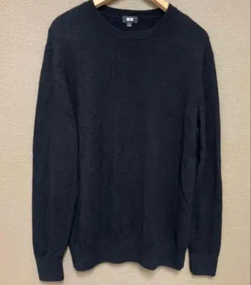 UNIQLO 캐시미어 100% 쿨넥 스웨터 남성용 네이비