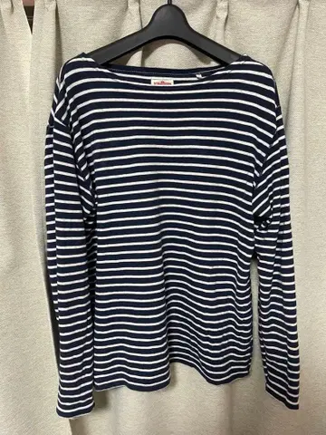 할리우드 런치마켓 스트레치 플라이스 T 4 보더 네이비 롱T