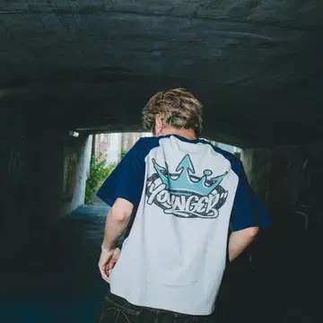 YOUNGER 래글런 T셔츠 그레이/네이비