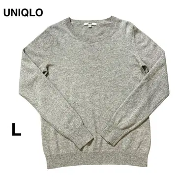 [ 유니클로 ] 캐시미어 크루넥 스웨터 긴팔 그레이 L