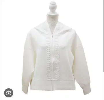 치카자와 레이스 화이트 후드 부착 후드티 프리 사이즈