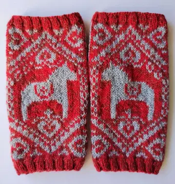 손뜨개질 암워머 달라나 호스 북유럽 손목 워머 빨간색 브라운 그레이