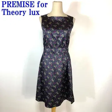 프레미스 띠어리 럭스 롱 원피스 면 올 패턴 네이비 38 C9897