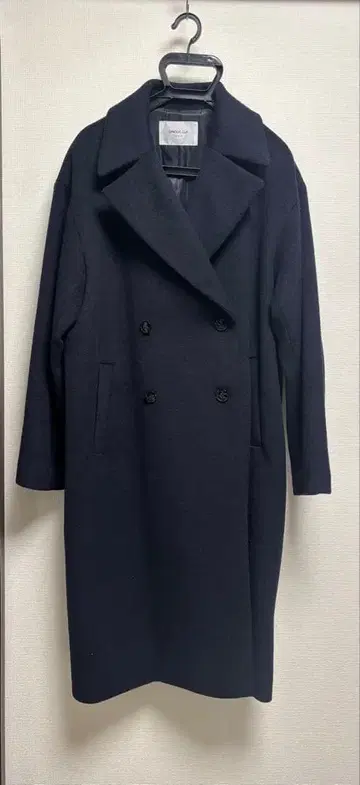 Opaque Clip 여성용 네이비 코트 더블 버튼