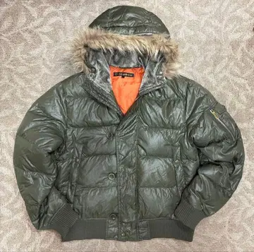 올리브 그린 퍼 다운 y2k sk8 쇼트 기장