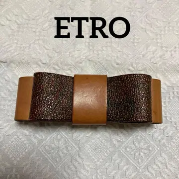[ ETRO ] 가죽 리본 헤어 액세서리 브라운 계열