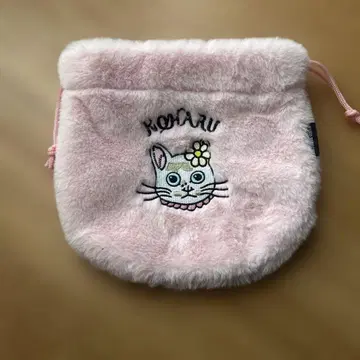 새상품급 중고 히구치 유코 핑크 퍼 파우치 코하루