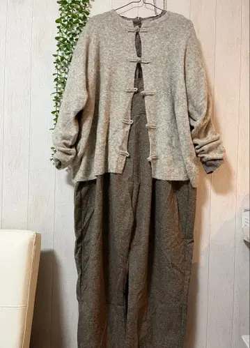 울 혼방 그레이 가디건 긴팔