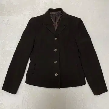 테일러드 자켓 4개 버튼 브라운 어깨 패드 울 혼방 M
