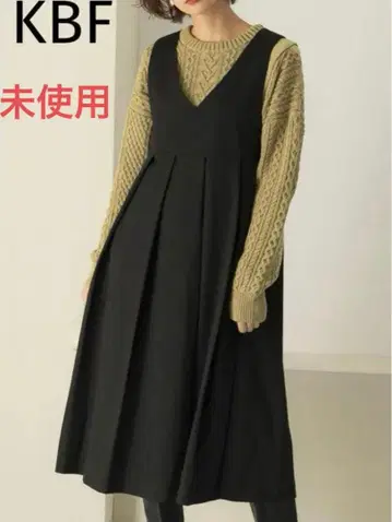 미사용 KBF BIG 플리츠 오버롤 스커트 블랙