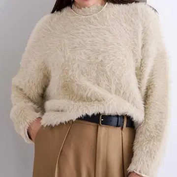 ur 샤기 오버사이즈 니트 M 라이트 베이지